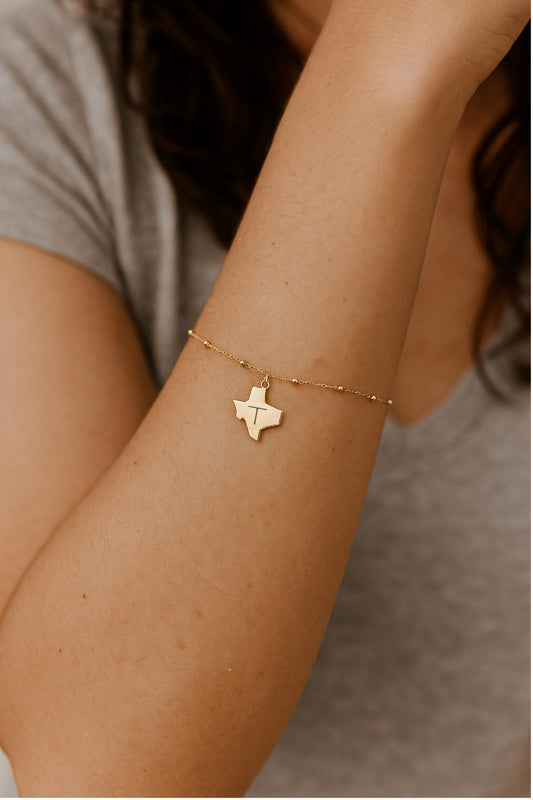 Dainty Texas Initial Bracelet – 14K Gold Filled, Personalized Gift