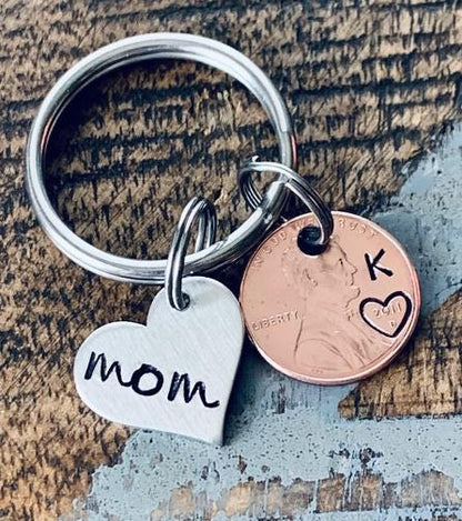 Custom Penny Keychain - Mother’s Day Penny Keychain - Birth Year Remembrance Keepsake - Personalized Family Initials and Birth Year Gift