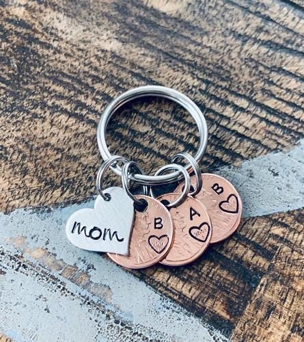 Custom Penny Keychain - Mother’s Day Penny Keychain - Birth Year Remembrance Keepsake - Personalized Family Initials and Birth Year Gift