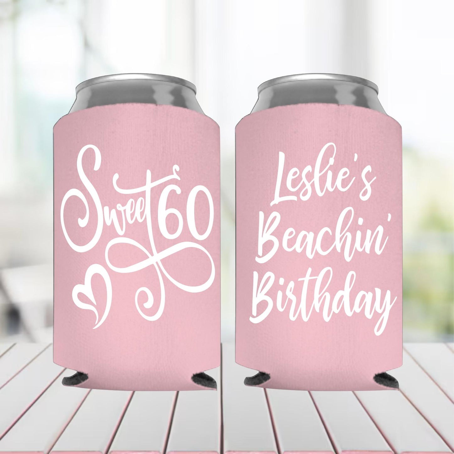 Personalized 60th Birthday Can Coolers: Cheers to 60 Years Party Favors