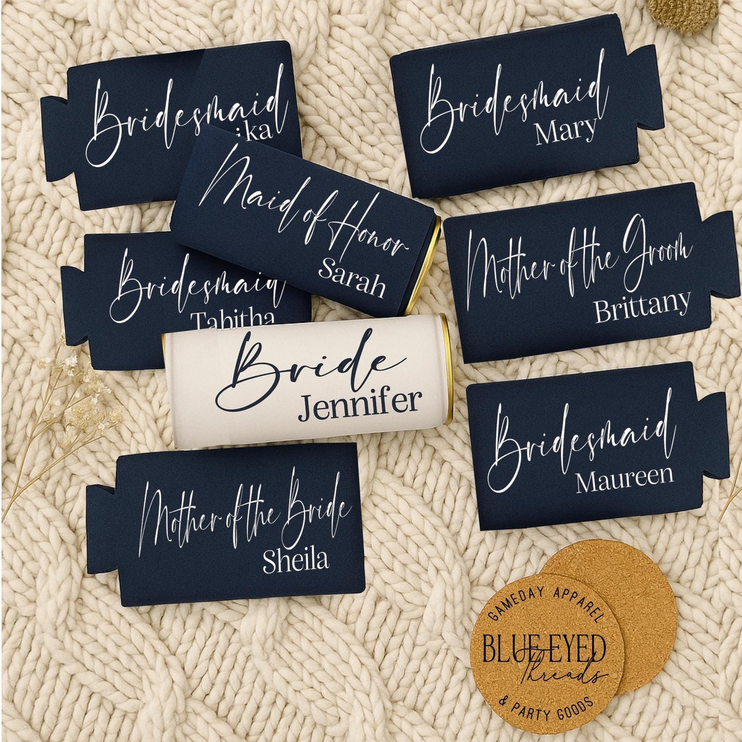 Custom Bridesmaid Proposal Can Coolers with Names, Bridal Party Favors, Bride Gift, Bridesmaid Cans, Maid & Matron of Honor Gifts, Groom Can