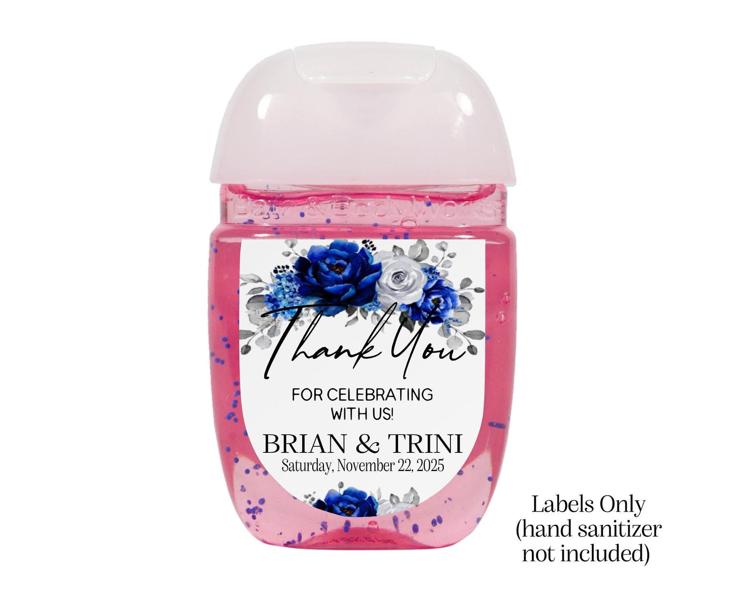 Flower Hand Sanitizer Labels Printed: Custom Wedding Hand Sanitizer Labels | Personalized Mini Favor Stickers | Printed Party Labels |