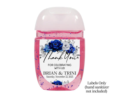 Flower Hand Sanitizer Labels Printed: Custom Wedding Hand Sanitizer Labels | Personalized Mini Favor Stickers | Printed Party Labels |