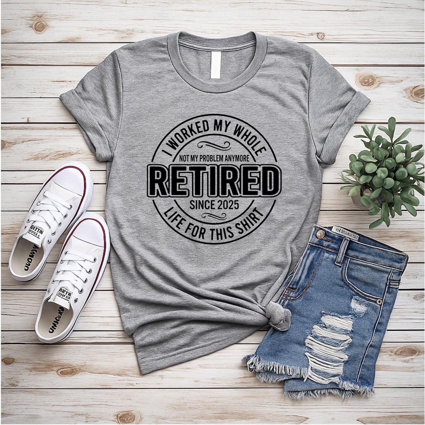 Funny Retirement 2025 T-Shirt: "Not My Problem Anymore" Cotton Tee