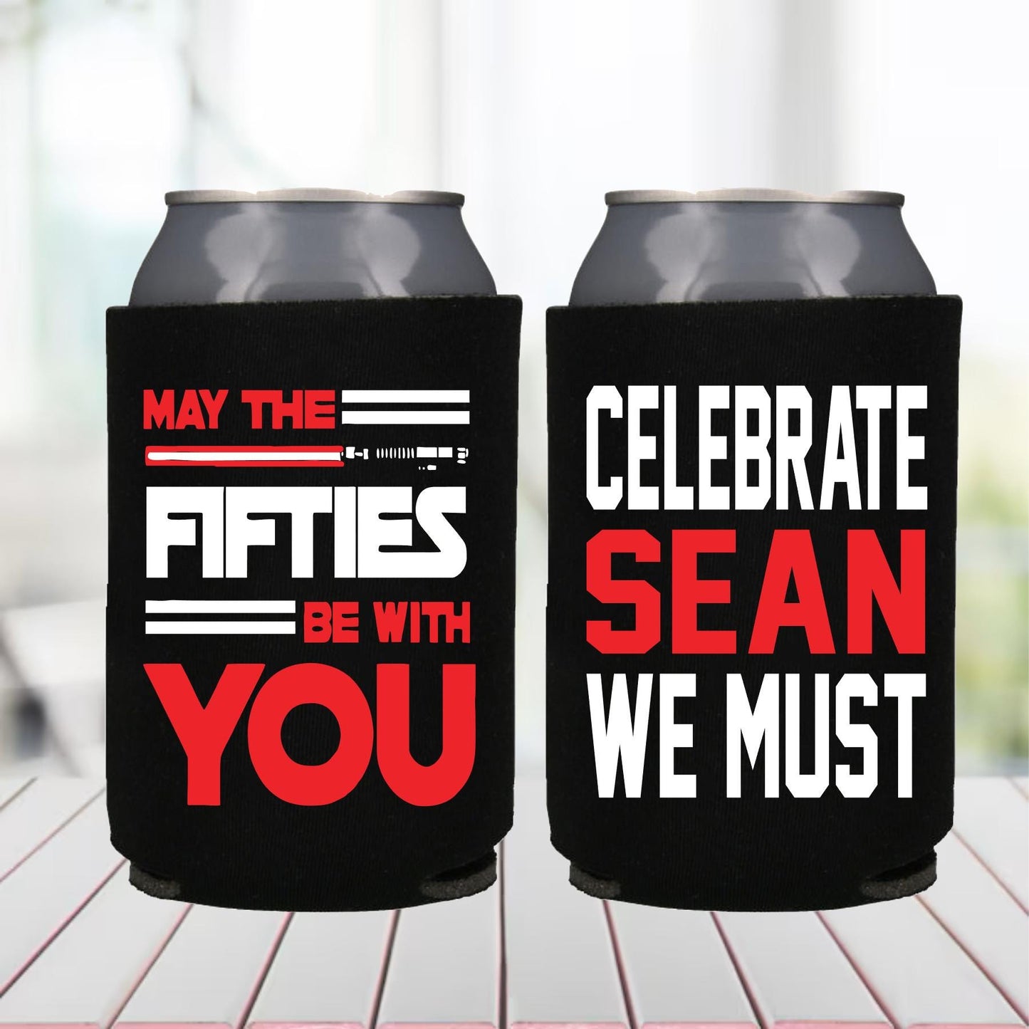 50th Birthday Can Coolers: Star Wars Theme Party Favors