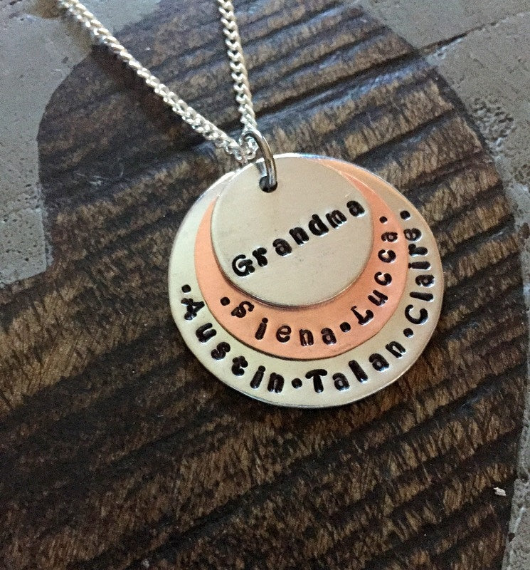 Grandma Necklace Mom Necklace Handstamped Mother Necklace Copper Jewelry Wife Necklace Gift for Wife Gift for Mom Mothers Day Gift