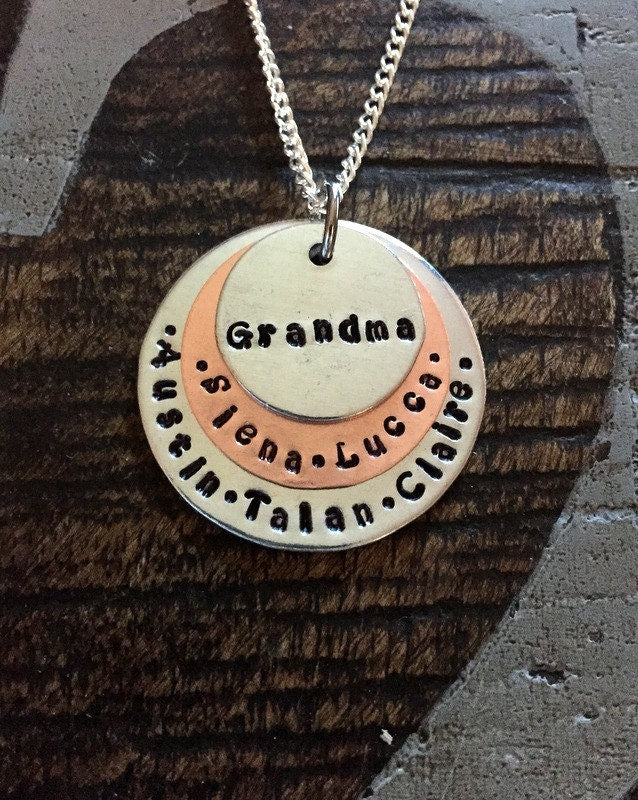 Grandma Necklace Mom Necklace Handstamped Mother Necklace Copper Jewelry Wife Necklace Gift for Wife Gift for Mom Mothers Day Gift