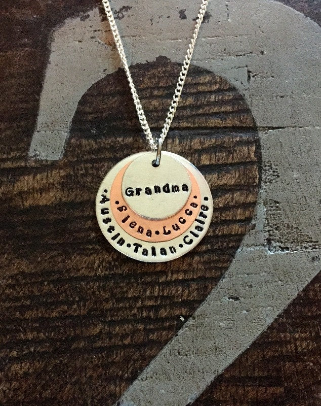 Grandma Necklace Mom Necklace Handstamped Mother Necklace Copper Jewelry Wife Necklace Gift for Wife Gift for Mom Mothers Day Gift