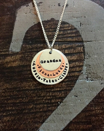 Grandma Necklace Mom Necklace Handstamped Mother Necklace Copper Jewelry Wife Necklace Gift for Wife Gift for Mom Mothers Day Gift