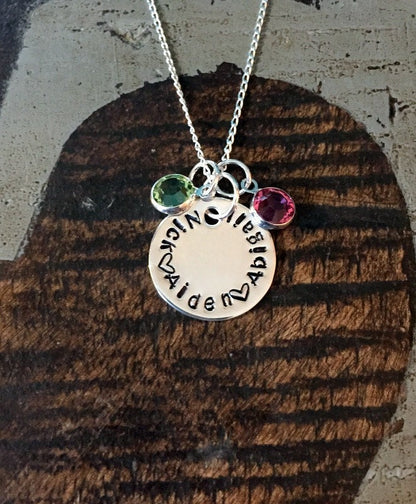Sterling Silver Handstamped Necklace Mom Necklace Personalized Name Necklace Gift for Mom Birthstone Jewelry Sterling Silver Name Jewelry