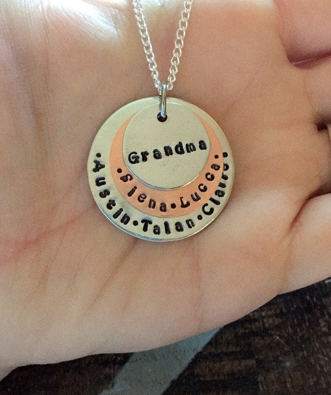 Grandma Necklace Mom Necklace Handstamped Mother Necklace Copper Jewelry Wife Necklace Gift for Wife Gift for Mom Mothers Day Gift