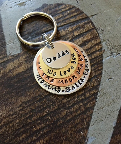 Mixed Metal Keychain Dad Keychain Daddy Keychain Handstamped Keychain Personalized Keychain Layered Keychain Dad Quote Keychain