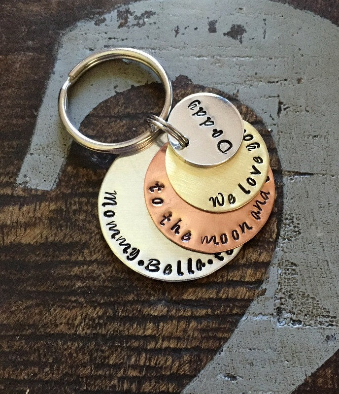 Mixed Metal Keychain Dad Keychain Daddy Keychain Handstamped Keychain Personalized Keychain Layered Keychain Dad Quote Keychain