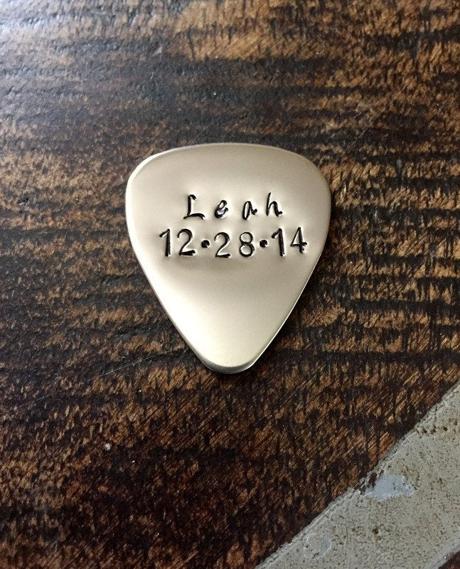 Handstamped Guitar Pick Personalized Guitar Pick Custom Guitar Pick Metal Guitar Pick Engraved For Him Boyfriend Gift Guy Gift New Dad Gift
