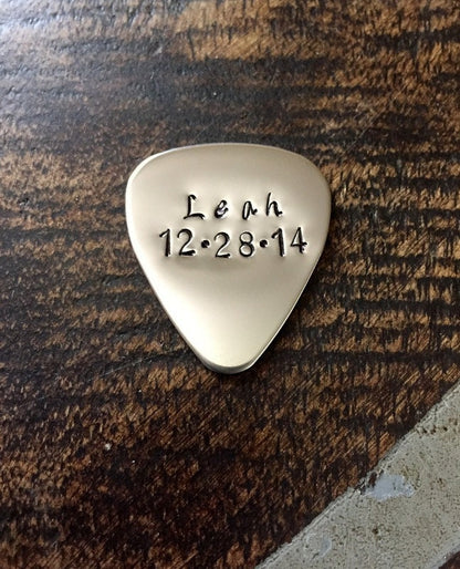 Handstamped Guitar Pick Personalized Guitar Pick Custom Guitar Pick Metal Guitar Pick Engraved For Him Boyfriend Gift Guy Gift New Dad Gift