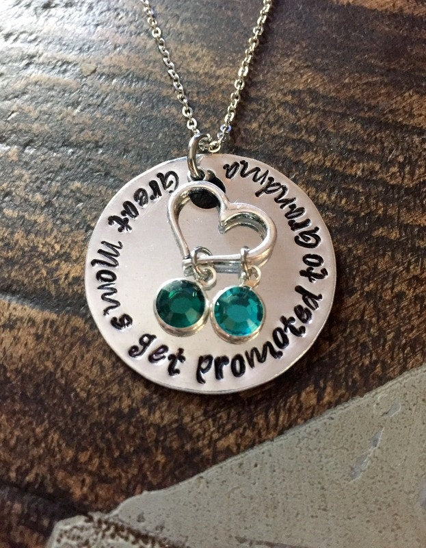 Great Moms Get Promoted to Grandma Grandma Necklace Grandma Jewelry Personalized Jewelry Handstamped Jewelry Name Necklace Mimi Necklace