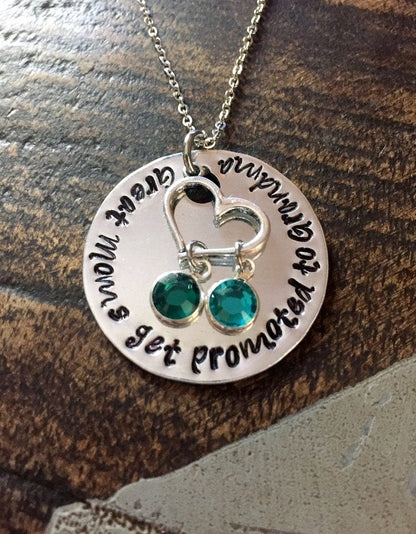 Great Moms Get Promoted to Grandma Grandma Necklace Grandma Jewelry Personalized Jewelry Handstamped Jewelry Name Necklace Mimi Necklace