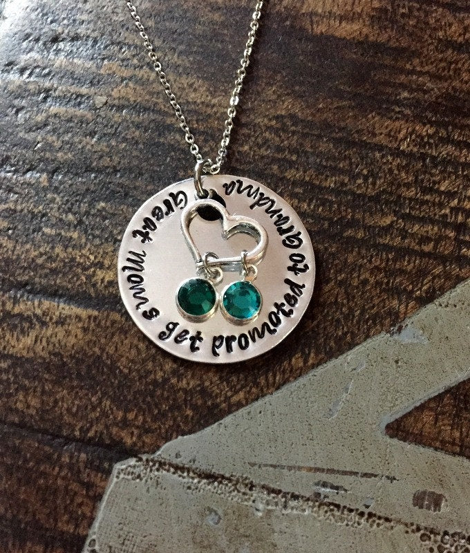 Great Moms Get Promoted to Grandma Grandma Necklace Grandma Jewelry Personalized Jewelry Handstamped Jewelry Name Necklace Mimi Necklace