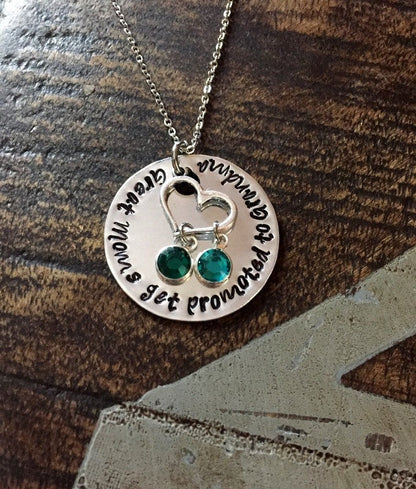 Great Moms Get Promoted to Grandma Grandma Necklace Grandma Jewelry Personalized Jewelry Handstamped Jewelry Name Necklace Mimi Necklace