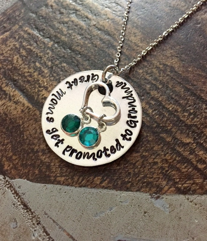 Great Moms Get Promoted to Grandma Grandma Necklace Grandma Jewelry Personalized Jewelry Handstamped Jewelry Name Necklace Mimi Necklace