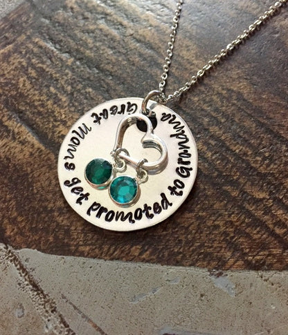 Great Moms Get Promoted to Grandma Grandma Necklace Grandma Jewelry Personalized Jewelry Handstamped Jewelry Name Necklace Mimi Necklace