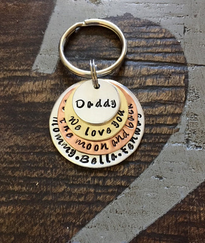 Mixed Metal Keychain Dad Keychain Daddy Keychain Handstamped Keychain Personalized Keychain Layered Keychain Dad Quote Keychain