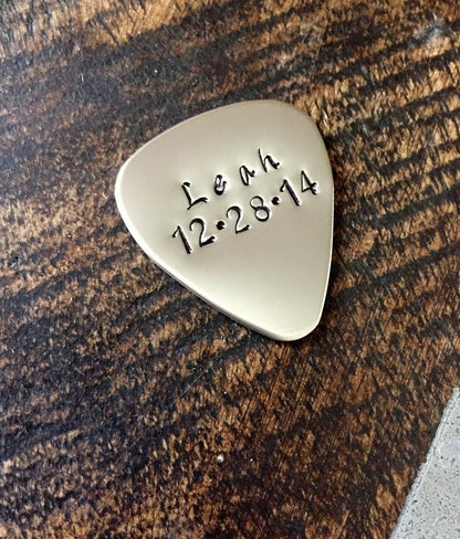 Handstamped Guitar Pick Personalized Guitar Pick Custom Guitar Pick Metal Guitar Pick Engraved For Him Boyfriend Gift Guy Gift New Dad Gift