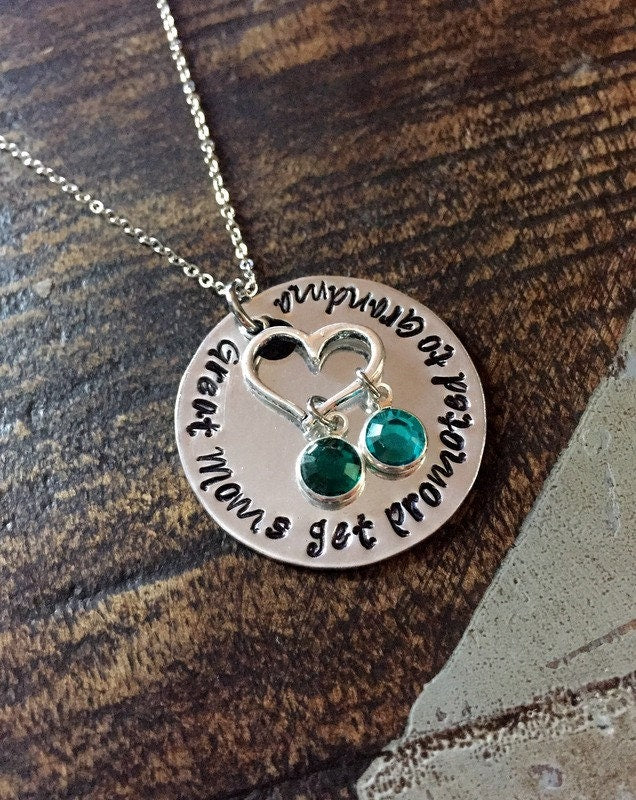 Great Moms Get Promoted to Grandma Grandma Necklace Grandma Jewelry Personalized Jewelry Handstamped Jewelry Name Necklace Mimi Necklace