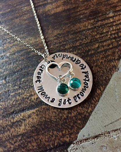 Great Moms Get Promoted to Grandma Grandma Necklace Grandma Jewelry Personalized Jewelry Handstamped Jewelry Name Necklace Mimi Necklace