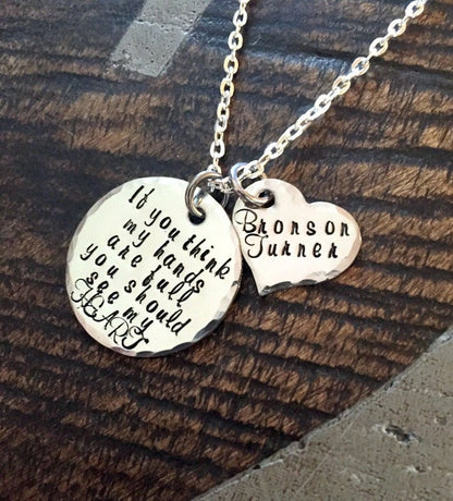 Mom Necklace Mothers Day Gift Full Heart Necklace New Mom Gift Handstamped Necklace Personalized Jewelry Quote Necklace Grandma Necklace