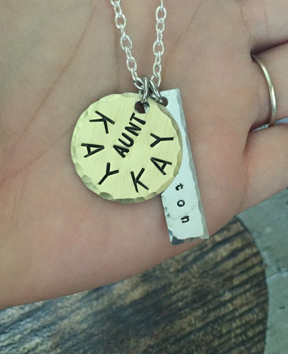 Aunt Necklace Aunt Jewelry Personalized Jewelry Handstamped Jewelry Name Necklace Auntie Necklace Handstamped Necklace New Aunt Gift