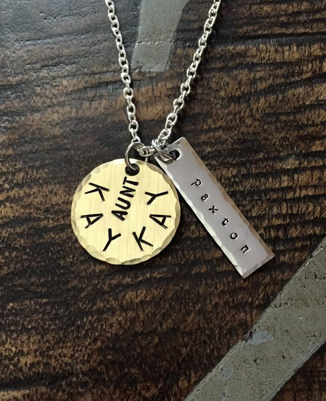 Aunt Necklace Aunt Jewelry Personalized Jewelry Handstamped Jewelry Name Necklace Auntie Necklace Handstamped Necklace New Aunt Gift