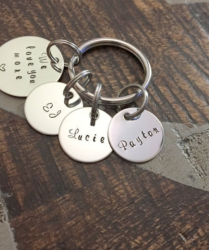 We Love You More Keychain Fathers Day Gift Gift for Dad Dad Keychain Handstamped Keychain Mom Keychain Mothers Day Gift Name Keychain Custom