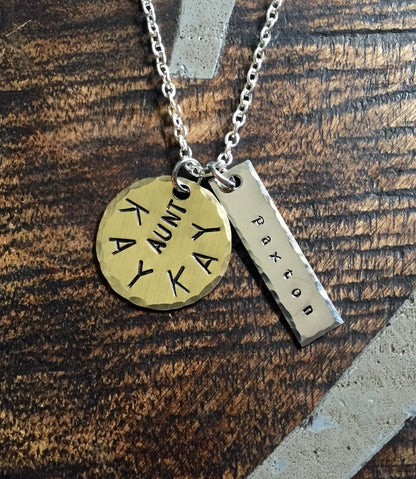 Aunt Necklace Aunt Jewelry Personalized Jewelry Handstamped Jewelry Name Necklace Auntie Necklace Handstamped Necklace New Aunt Gift
