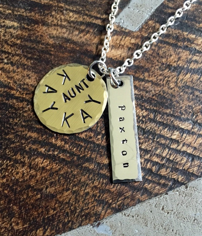 Aunt Necklace Aunt Jewelry Personalized Jewelry Handstamped Jewelry Name Necklace Auntie Necklace Handstamped Necklace New Aunt Gift