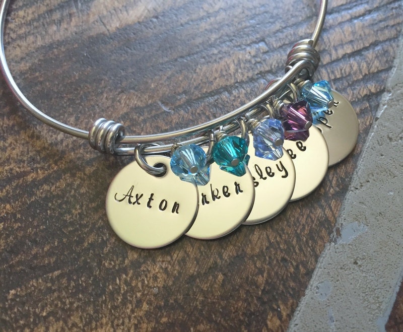 Charm Bracelet Gift for Mom Grandma Bracelet Adjustable Bangle Handstamped Mother Bracelet Mother Jewelry Adjustable Bracelet Mom Bracelet