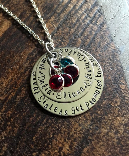 Great Sisters Get Promoted to Aunt Aunt Necklace Auntie Jewelry Personalized Jewelry Handstamped Jewelry Name Necklace Auntie Necklace