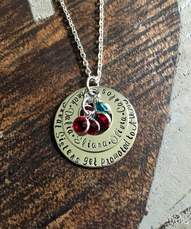 Great Sisters Get Promoted to Aunt Aunt Necklace Auntie Jewelry Personalized Jewelry Handstamped Jewelry Name Necklace Auntie Necklace