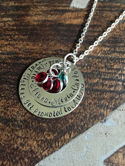 Great Sisters Get Promoted to Aunt Aunt Necklace Auntie Jewelry Personalized Jewelry Handstamped Jewelry Name Necklace Auntie Necklace