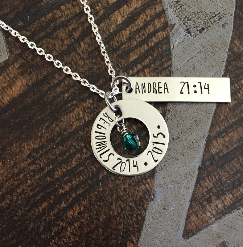 Cross Country Necklace Handstamped Necklace Personalized Running Jewelry School Team XC Track Coach Gift Varsity JV Invitational