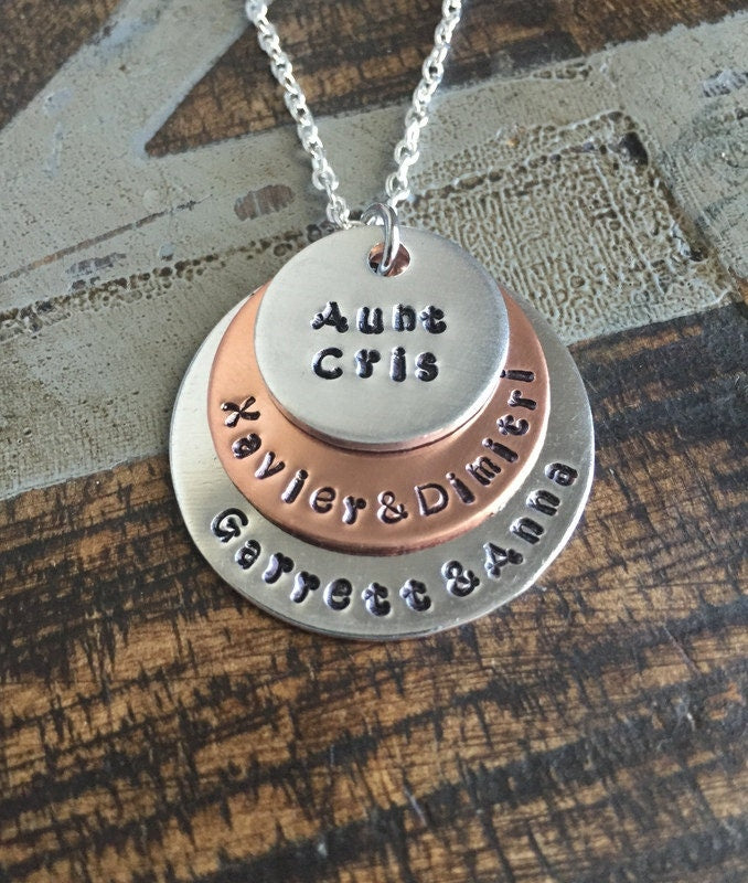 Aunt Necklace Auntie Necklace Handstamped Necklace Copper Jewelry Personalized Necklace Gift for Sister Gift for Aunt Mothers Day Gift