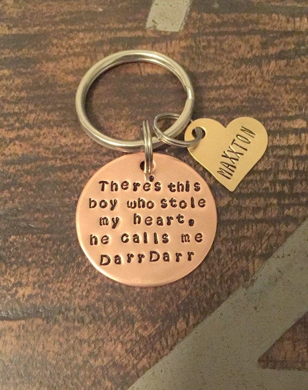 Nana Keychain There's this boy who stole my heart Handstamped Keychain Personalized Keychain Mothers Day Gift Custom Keychain Mom Gift
