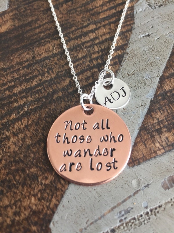 Wander Necklace Handstamped Necklace Custom Necklace Personalized Quote Necklace Sentimental Jewelry Gift for Friend Copper Necklace