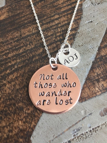 Wander Necklace Handstamped Necklace Custom Necklace Personalized Quote Necklace Sentimental Jewelry Gift for Friend Copper Necklace