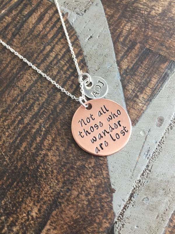 Wander Necklace Handstamped Necklace Custom Necklace Personalized Quote Necklace Sentimental Jewelry Gift for Friend Copper Necklace