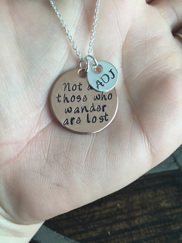 Wander Necklace Handstamped Necklace Custom Necklace Personalized Quote Necklace Sentimental Jewelry Gift for Friend Copper Necklace