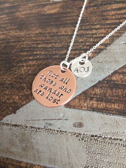 Wander Necklace Handstamped Necklace Custom Necklace Personalized Quote Necklace Sentimental Jewelry Gift for Friend Copper Necklace
