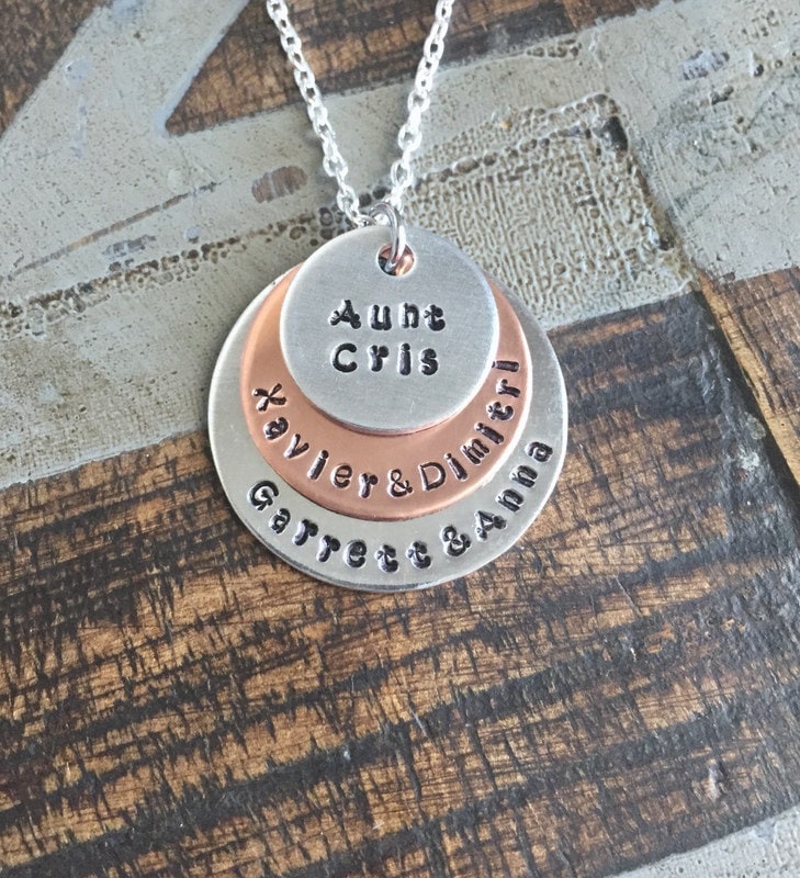 Aunt Necklace Auntie Necklace Handstamped Necklace Copper Jewelry Personalized Necklace Gift for Sister Gift for Aunt Mothers Day Gift