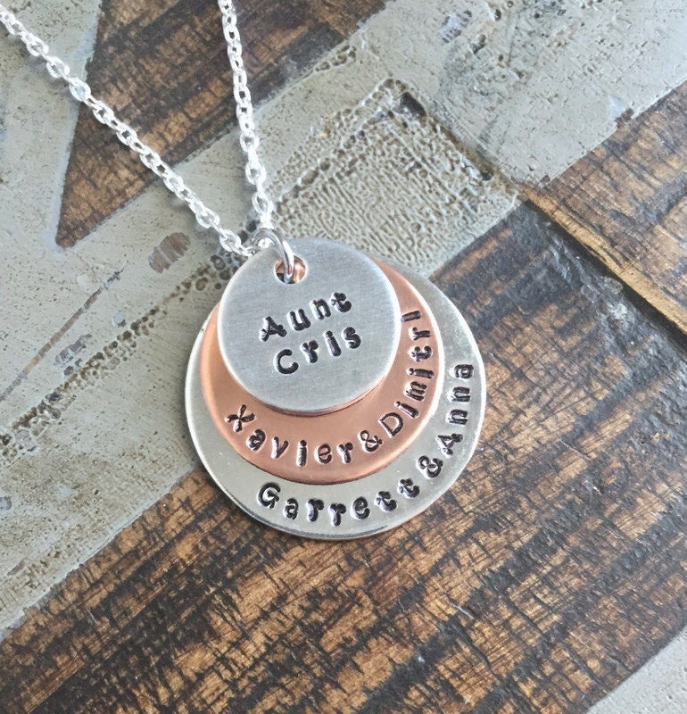 Aunt Necklace Auntie Necklace Handstamped Necklace Copper Jewelry Personalized Necklace Gift for Sister Gift for Aunt Mothers Day Gift