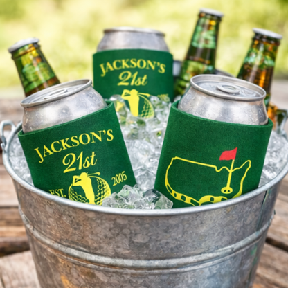 21st Birthday Golf Koozie | Par-Tee Can Cooler | Golfing Tournament Favor | Guys Trip Party Favor